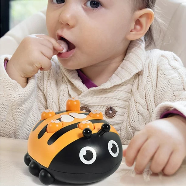 Jucarie interactiva pentru bebelusi, Zola®, coordonare mana-ochii, model buburuza, galbena