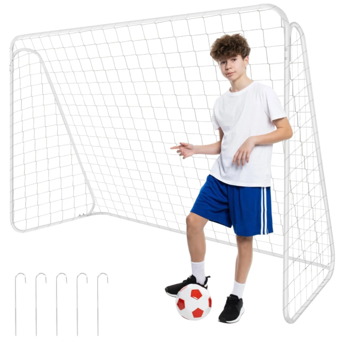 Poarta fotbal XXL, Zola, cadru metalic, plasa inclusa, ancore