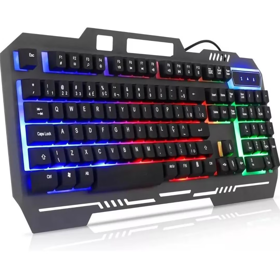 Tastatura gaming, Zola®, iluminare rainbow, LED, impermeabila, orificiu pentru telefonul mobil, lungime cablu 1.5 m, 47x19x3 cm, negru