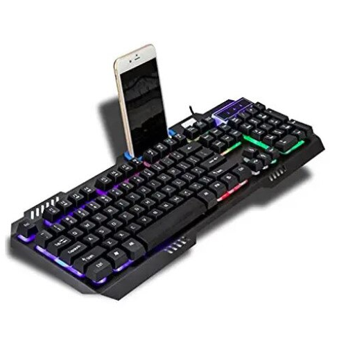 Tastatura gaming, Zola®, iluminare rainbow, LED, impermeabila, orificiu pentru telefonul mobil, lungime cablu 1.5 m, 47x19x3 cm, negru