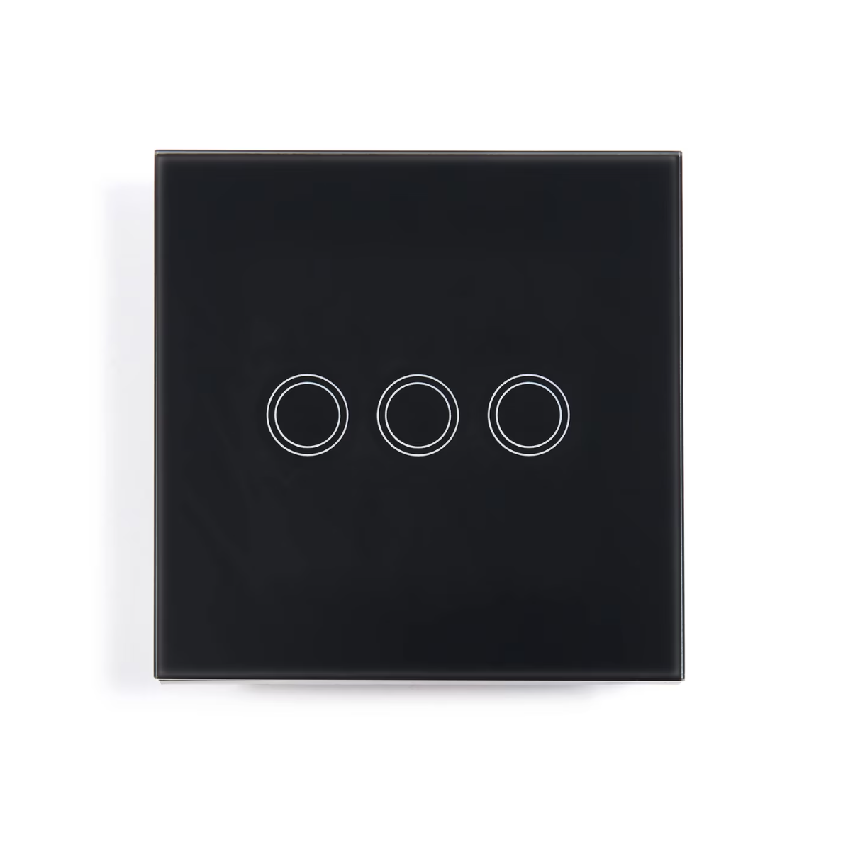 Intrerupator triplu cu touch, Zola®, butoane iluminate, panou sticla, 8.6x8.6x3.3 cm, negru
