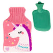 Perna pentru apa calda, Zola®, capacitate 2l, din cauciuc, cu husa model roz cu unicorn