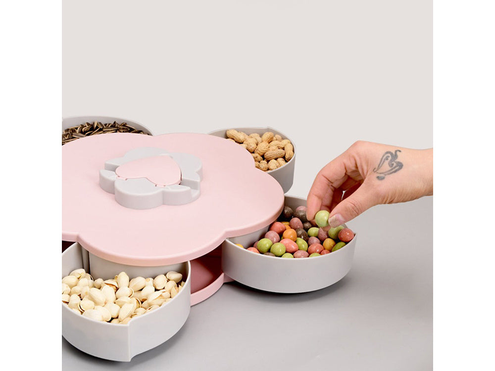 Suport rotativ pentru dulciuri, Zola®, 5 sectiuni pentru depozitare, picioare antiderapante, 22x5 cm, culoare roz
