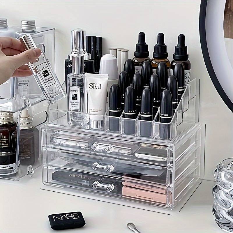 Organizator universal pentru cosmetice, Zola®, cu sertare, din plastic, transparent