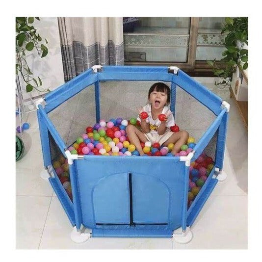Tarc/loc de joaca pentru copii, Zola®, material textil, albastru azur, 125x110x65cm