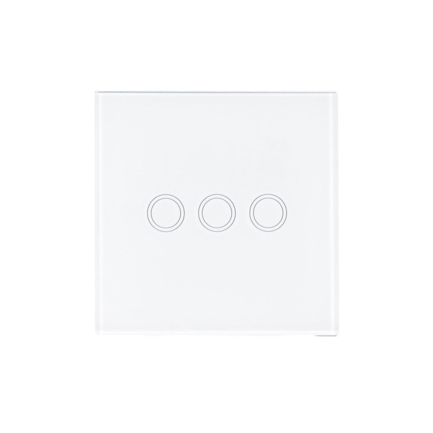 Intrerupator triplu cu touch, Zola®, butoane iluminate, panou sticla, 8.6x8.6x3.3 cm, alb
