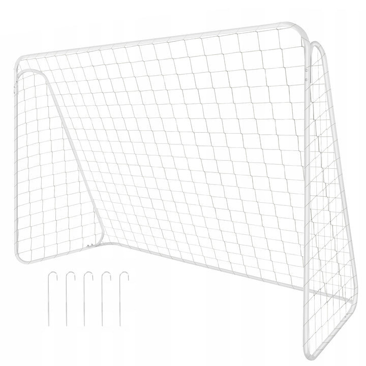 Poarta fotbal XXL, Zola, cadru metalic, plasa inclusa, ancore fixare, 213 x 150 x 90 cm, alba