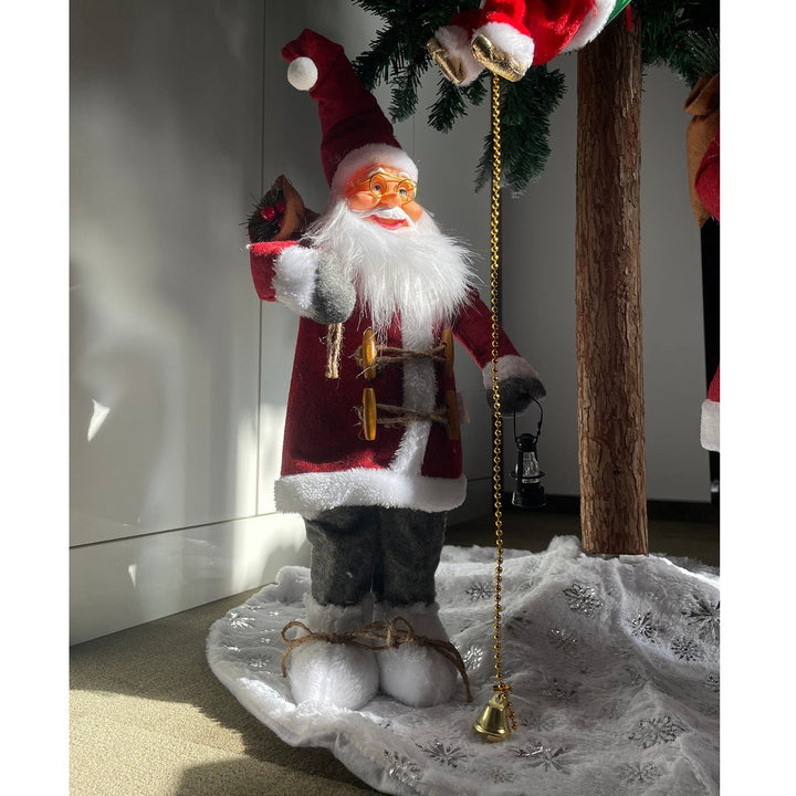 Figurina decorativa, Zola®, model Mos Craciun cu felinar, 45 cm, rosu