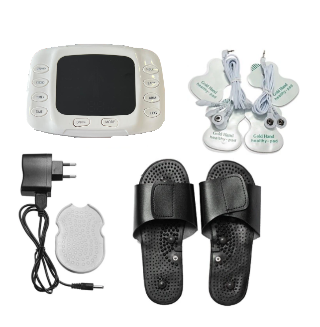 Aparat electrostimulare musculara, Zola®,  9 programe, portabil, papuci pentru masajul talpilor