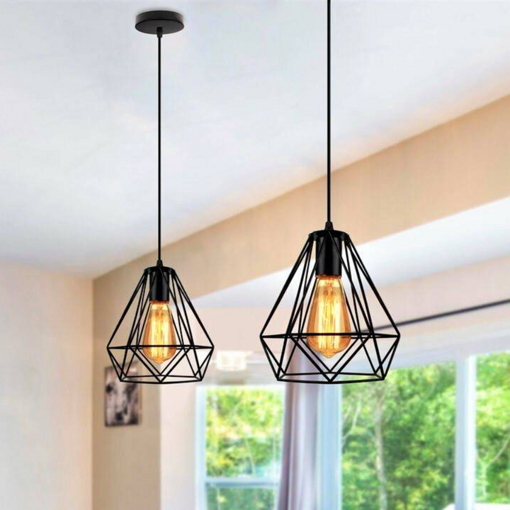 Lustra decorativa de tavan, Zola®,  reglabila 30-115 cm,  compatibila cu becuri E27/LED-uri max. 60W, neagra