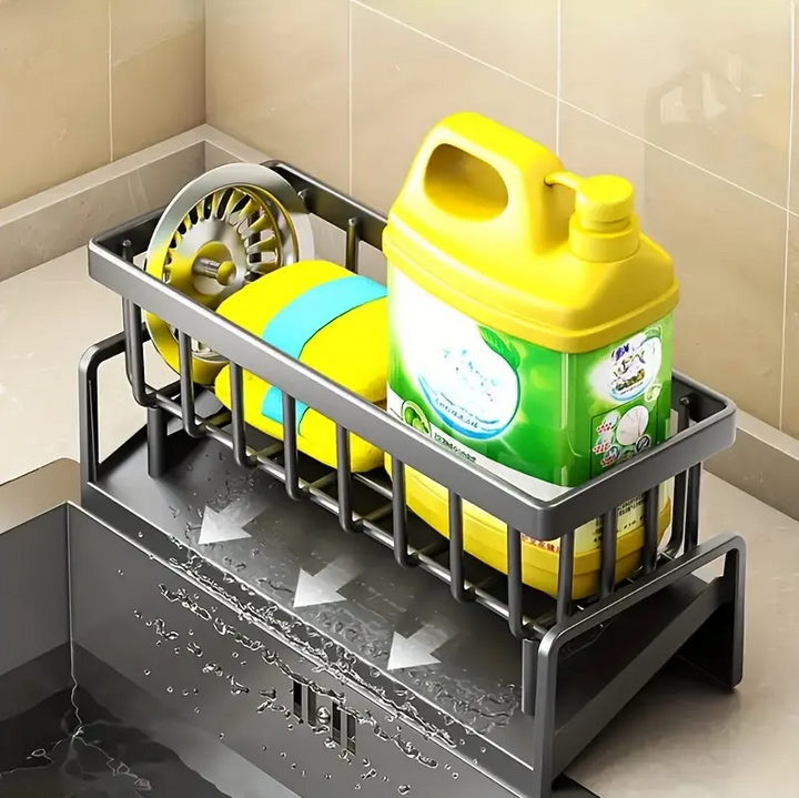 Organizator pentru chiuveta de bucatarie, Zola, din plastic, 23x11x9 cm, negru
