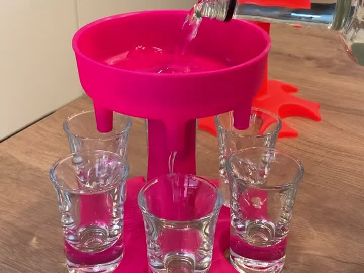 Dozator de alcool cu pahare, Zola®, plastic, 13x11 cm, roz