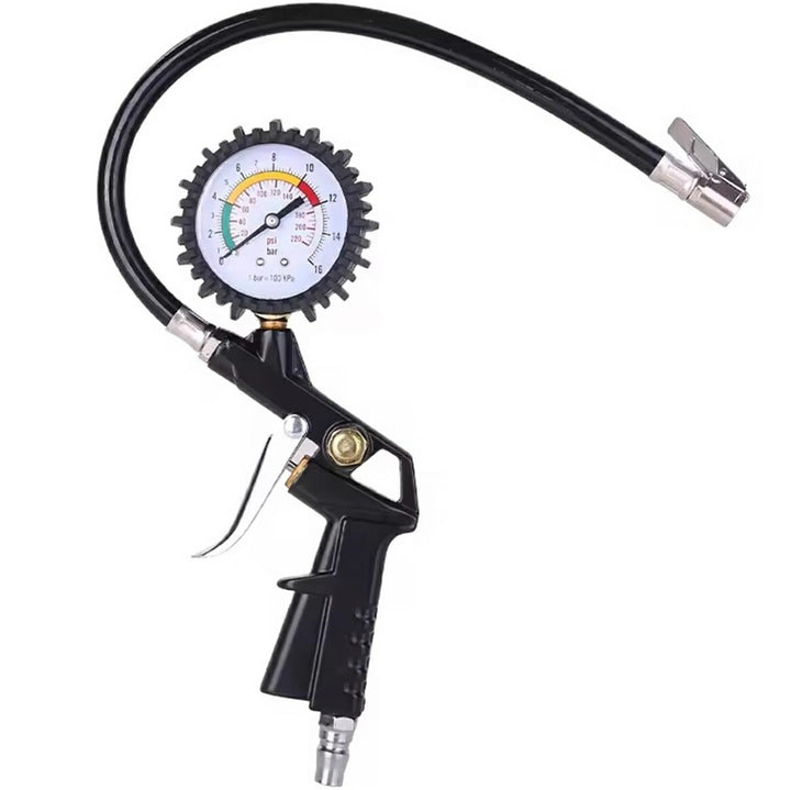 Pistol pentru umflat anvelope cu manometru, Zola, digital, presiune maxima 230 PSI/16 bar, diametru 7 cm, lungime furtun 35 cm