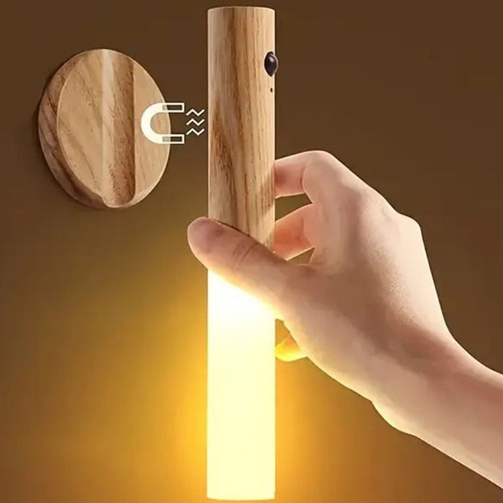 Lampa LED de perete cu senzor de miscare, Zola, prindere de suport cu magnet, portabil, comutator ON/OFF,AUTO, incarcare USB C, baterie reincarcabila, lumina calda, 18x2.5 cm, crem