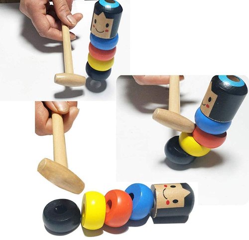 Jucarie din lemn indestructibila cu ciocan , Zola®, o jucarie pentru intreaga familie, 11x3 cm
