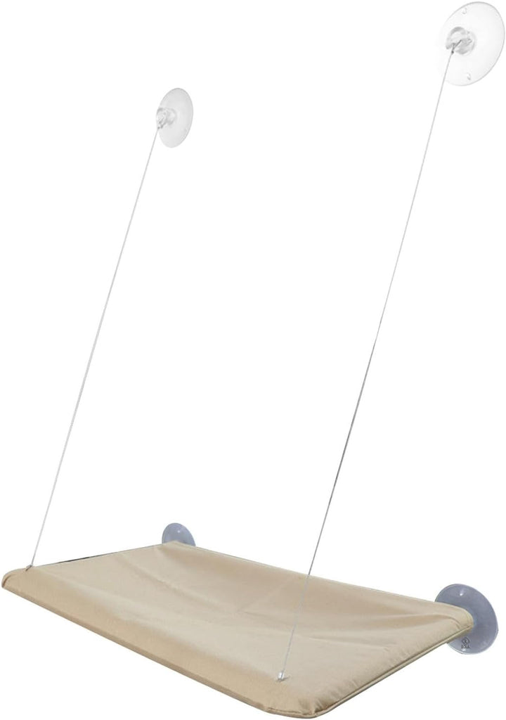 Pat suspendat pentru pisici, Zola®, in forma de hamac, proiectat pentru a fi montat pe geamul ferestrei cu ventuze, plastic, 55x32 cm, crem