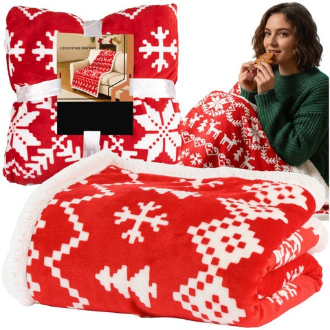 Patura pufoasa festiva, Zola, 130 x 170 cm, model fulgi de zapada si reni, poliester