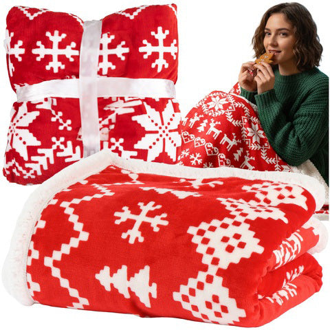 Patura pufoasa festiva, Zola, 130 x 170 cm, model fulgi de zapada si reni, poliester