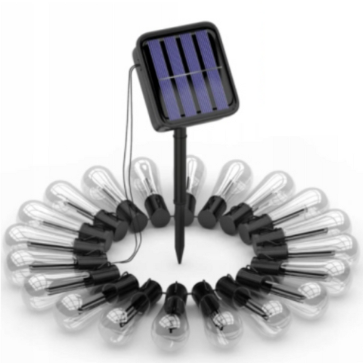 Ghirlanda luminoasa, UBX®, cu panou solar, 30 LED-URI, culoare alb cald, impermeabila, lungime 6 m, neagra