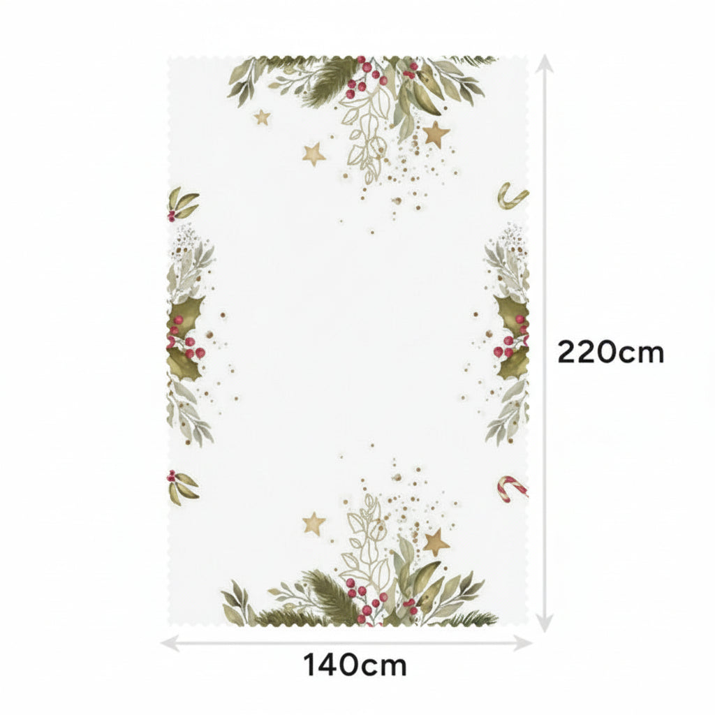 Fata de masa model festiv, Zola, 220 x 140 cm, poliester, alba