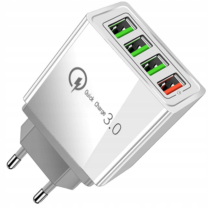 Incarcator priza, Zola®, 4 x USB 3.0,  iOS si Android, 3.5 mA, 8.5x4.5x2.7 cm, alb