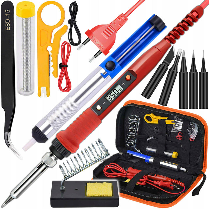 Kit pistol de lipit cu precizie, Zola, 5 capete interschimbabile, temperatura reglabila 200-500°C, 80W, afisaj LCD, accesorii incluse, geanta de depozitare