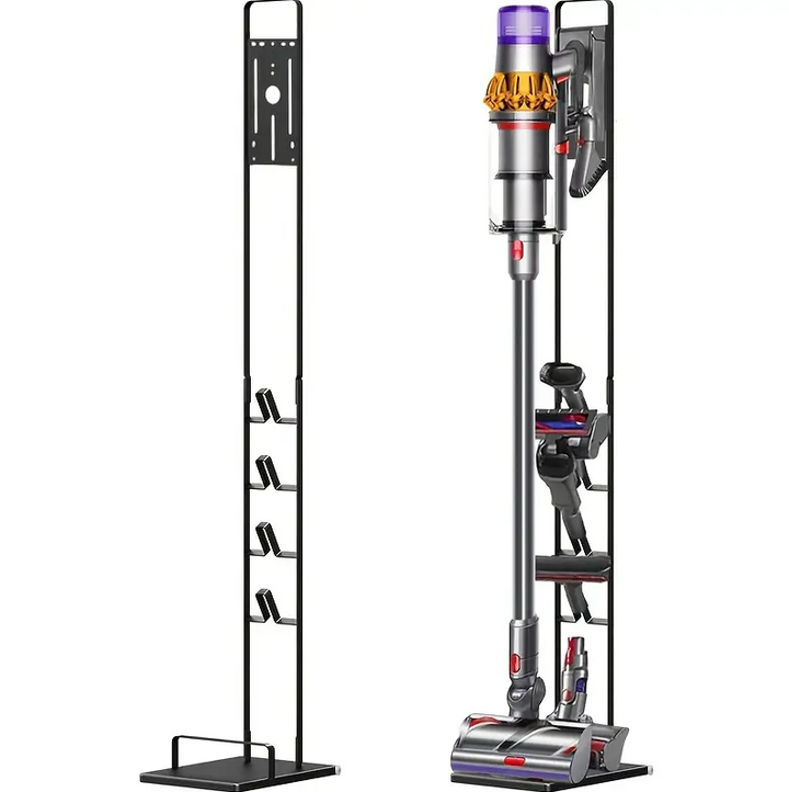 Suport de podea aspirator vertical, Zola, compatibil cu modelele Dyson V15, V11, V12, V10, V8, V7, V6, GEN5, cadru stabil, 4 suporti pentru accesorii, otel, negru