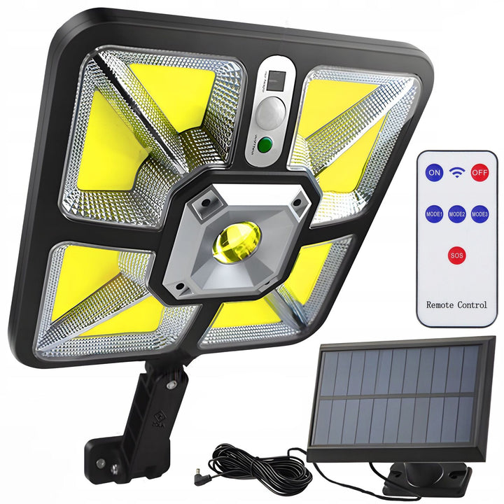 Lampa solara, 241 LED-uri, UBX®, cu senzor de miscare si amurg, 7600 lm, 600 W, telecomanda, lumina alb rece