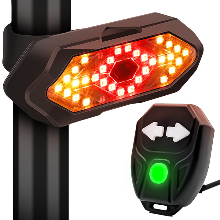 Lumina bicicleta pentru spate cu semnalizare, Zola,  IPX4, impermeabila, 5 moduri de iluminare, din plastic, 9.4x3.3 cm, negru