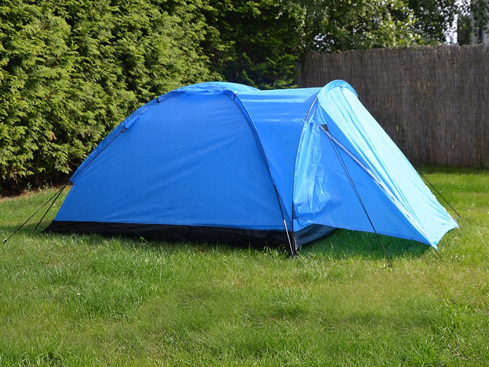 Cort camping, Zola, 2 persoane, 1 camera, cu marchiza, poliester, 205x150x105 cm, albastru