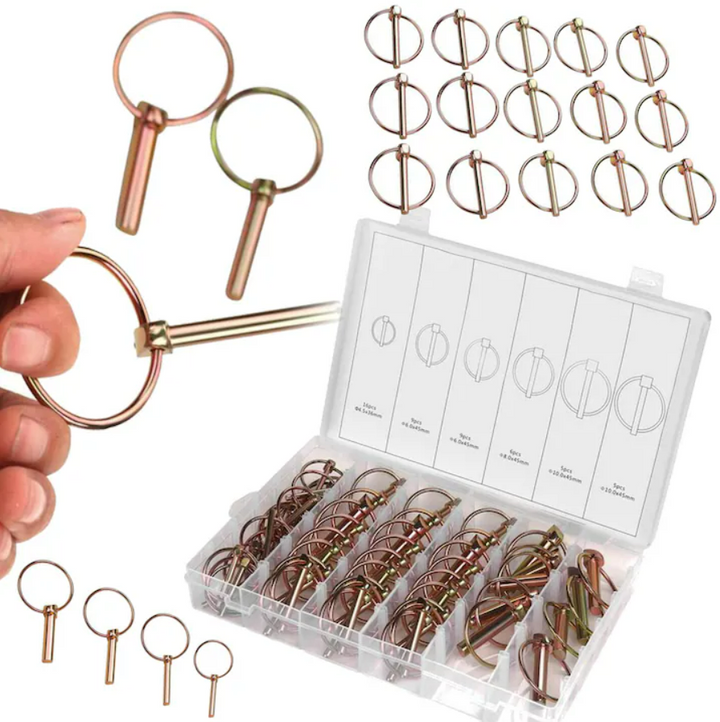 Set 50 bolturi cu siguranta tip inel, Zola, din otel galvanizat, diferite dimensiuni, pentru utilaje si mecanica