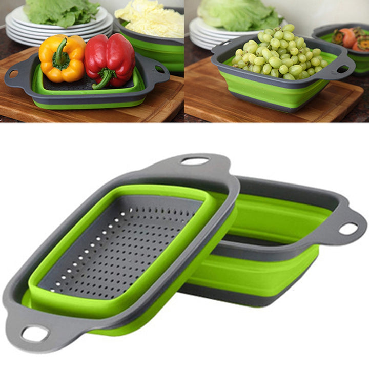 Set 2 strecuratoare din silicon, Zola®, pentru spalat/scurs fructe, legume, paste, gri/verde