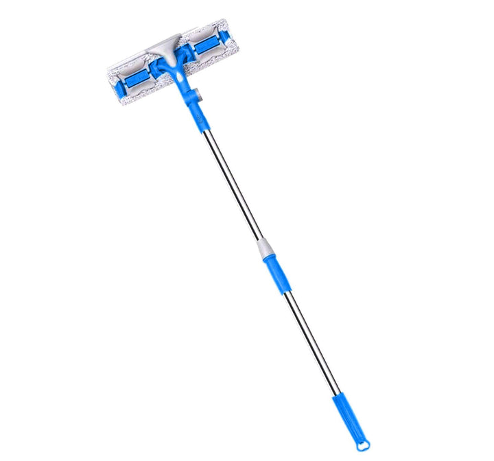 Spalator de geamuri cu racleta, Zola®, maner telescopic  86 -133 cm, carpa din microfibra, cap rotativ 180grade, albastru