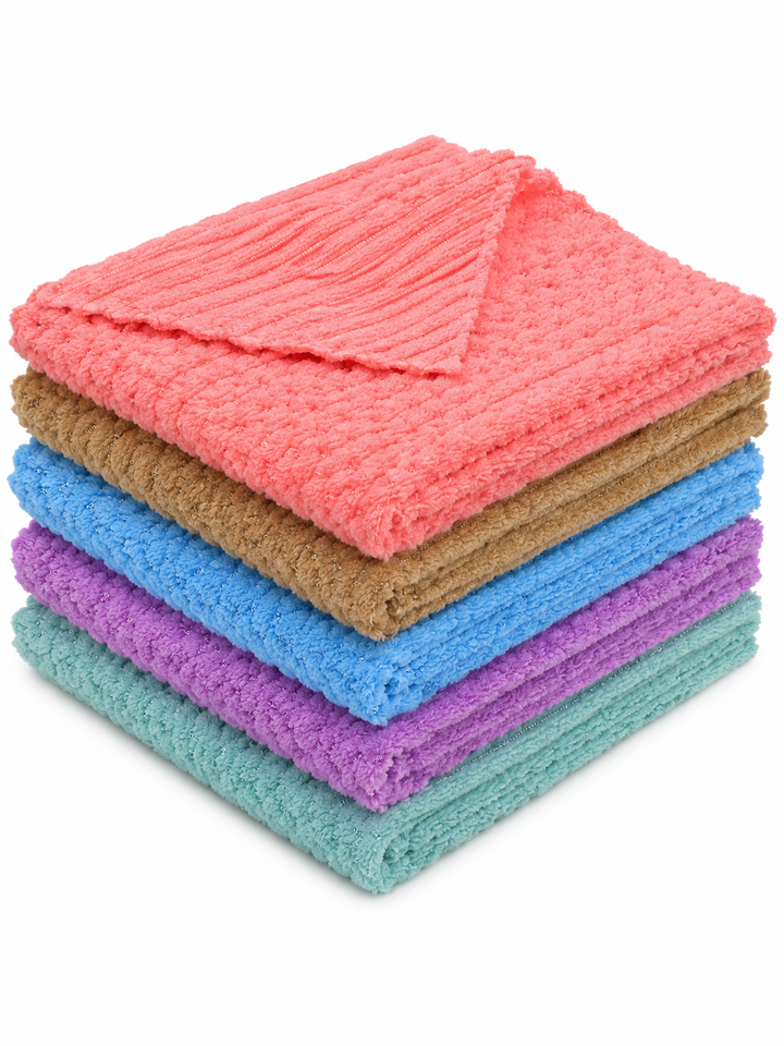 Set 5 lavete microfibra, Zola, 30 x 30 cm, super absorbante, reutilizabile