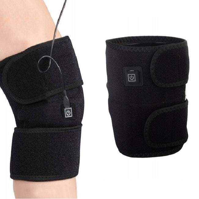 Orteza cu incalzire pentru genunchi, Zola, 3 trepte, reglabila, buzunar pentru comprese reci, fixare velcro, USB, 52 x 21cm, neagra