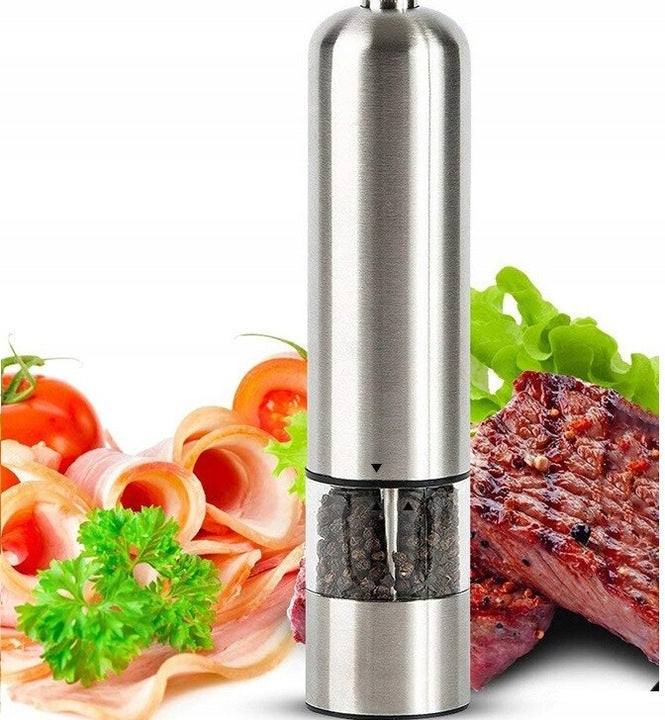 Rasnita electrica pentru condimente, Zola®, cu iluminare, din inox, argintie, 22x5x17 cm