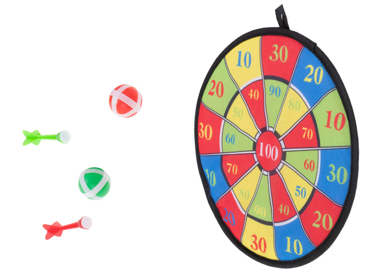 Joc darts pentru copii, Zola®, 2 sageti si 2 bile cu velcro, multicolor, 28 cm