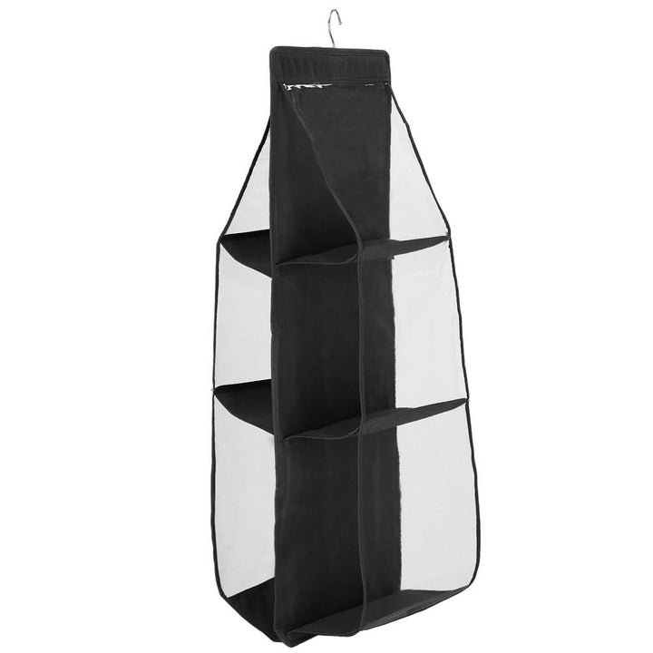 Organizator pentru genti, suspendat, Zola®, cu 6 compartimente, negru, 115x34 cm
