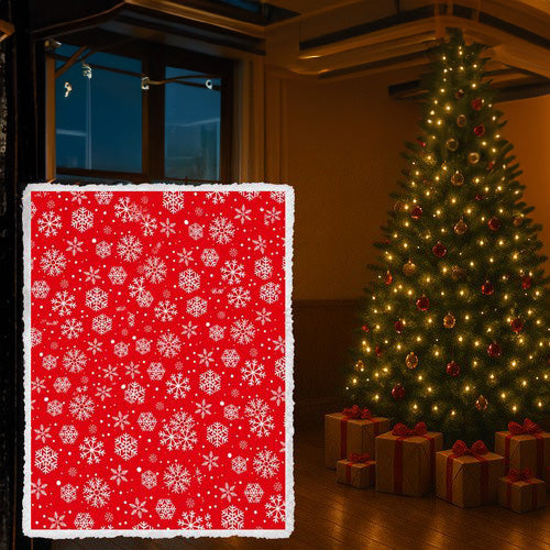 Patura dubla pufoasa, Zola, 130 x 170 cm, model fulgi, calduroasa si confortabila, poliester, rosu/alb