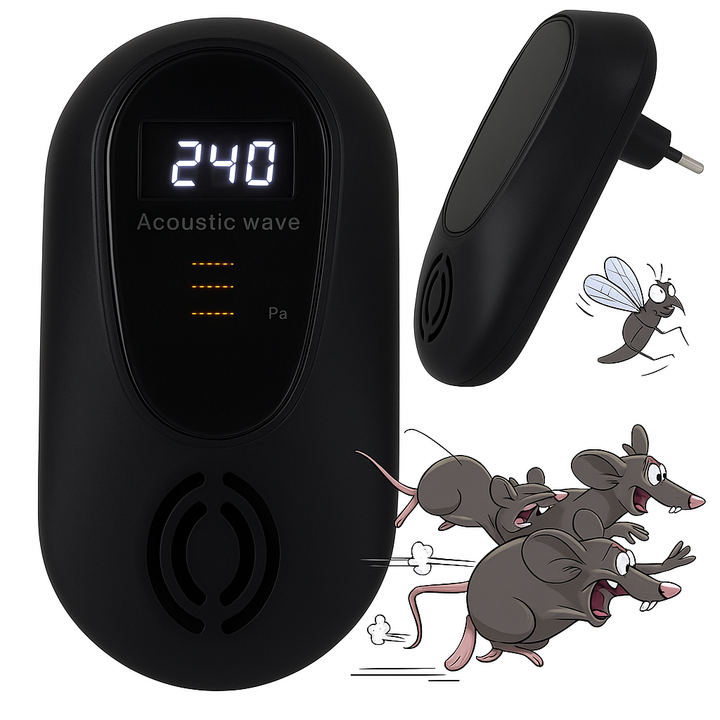 Aparat ultrasunete anti rozatoare si insecte, Zola, 40W, 240V 50/60 Hz, 12 x 5.5 x 2.5 cm, negru