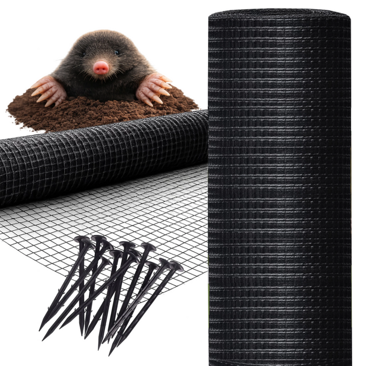 Plasa anti cartite pentru gradina, Zola, 2 x 200 m, 30 g/m2, rezistenta UV, 100 cuie fixare, neagra