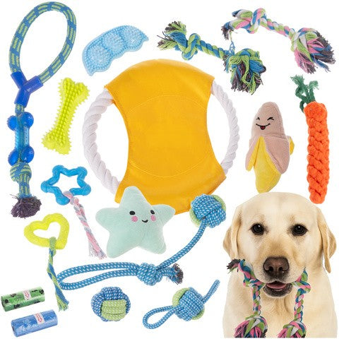 Set 16 jucarii pentru animale de companie, Zola, interactive, materiale sigure, multicolore