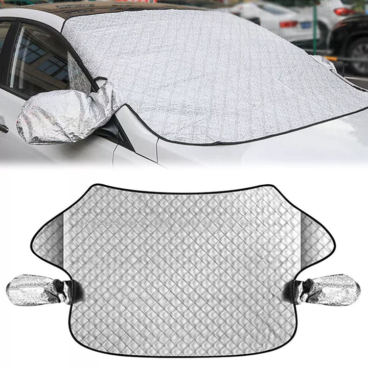 Parasolar iarna anti-inghet protectie parbriz si oglinzi, Zola, prindere magnetica, poliester cu doua straturi, impermeabil, 143 x 122 cm, gri