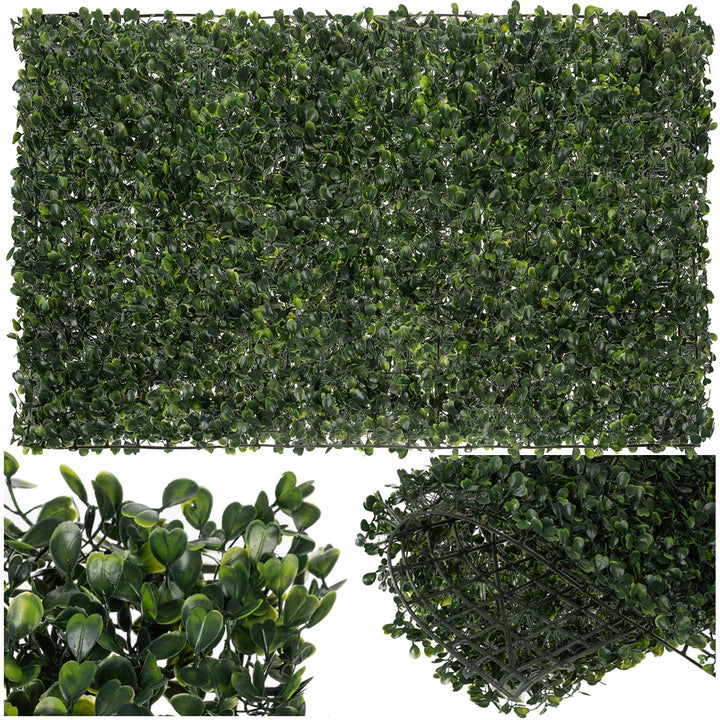 Panou decorativ din plante artificiale, Zola, aspect realist, pentru exterior si interior, grosime 3 cm, PP, 60 x 40 cm, verde