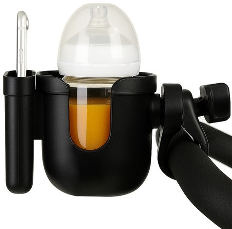 Suport 2 in 1 sticla/biberon si telefon pentru carucior, Zola, din plastic, 18 x 9.2 x 9.4 cm, negru