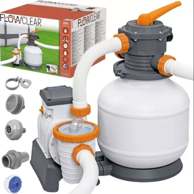 Pompa cu nisip pentru curatare piscina, Bestway, filtrarea apei, 7571l/h, 280W, temporizator
