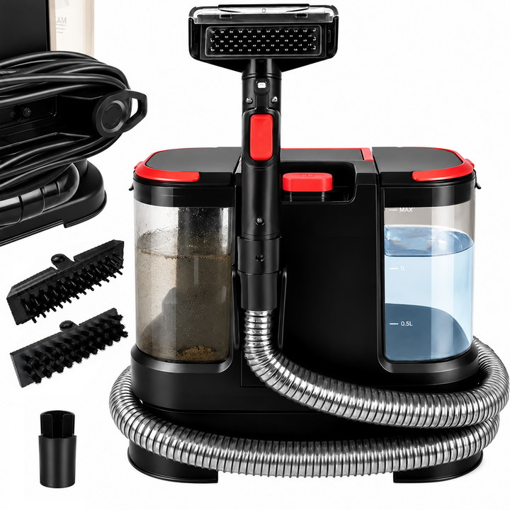 Aspirator cu spalare pentru tapiterie si covoare, Zola, 800W, 17000 Pa, rezervoare 1800/800 ml, duza pentru par de animale, negru