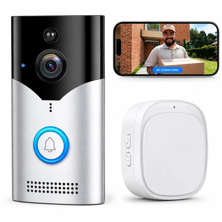 Sonerie video smart wireless, Zola, Wi-Fi, camera 4 MP, senzor miscare PIR, audio bidirectional, vedere nocturna IR, acumulator 5200 mAh, notificari pe telefon