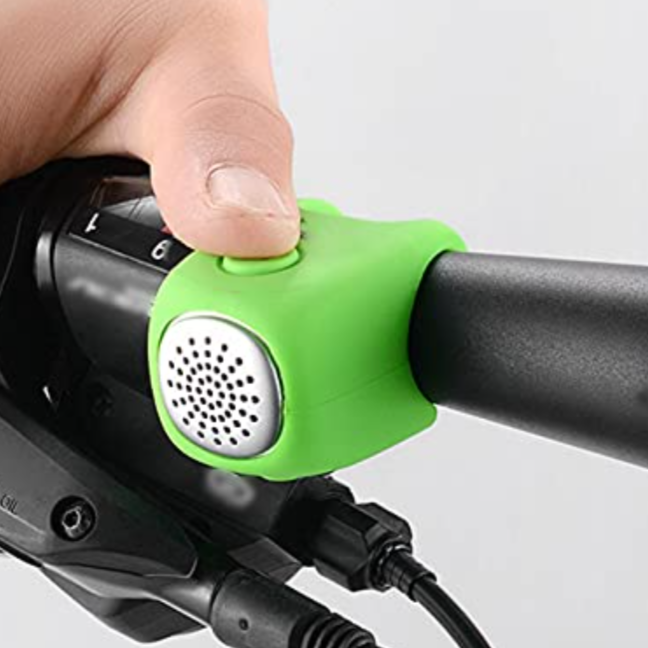 Sonerie electrica pentru bicicleta, trotineta, Zola, 3 moduri de sunet, rezistent la apa, 120 db, din plastic si cauciuc, 3x3x3 cm, verde