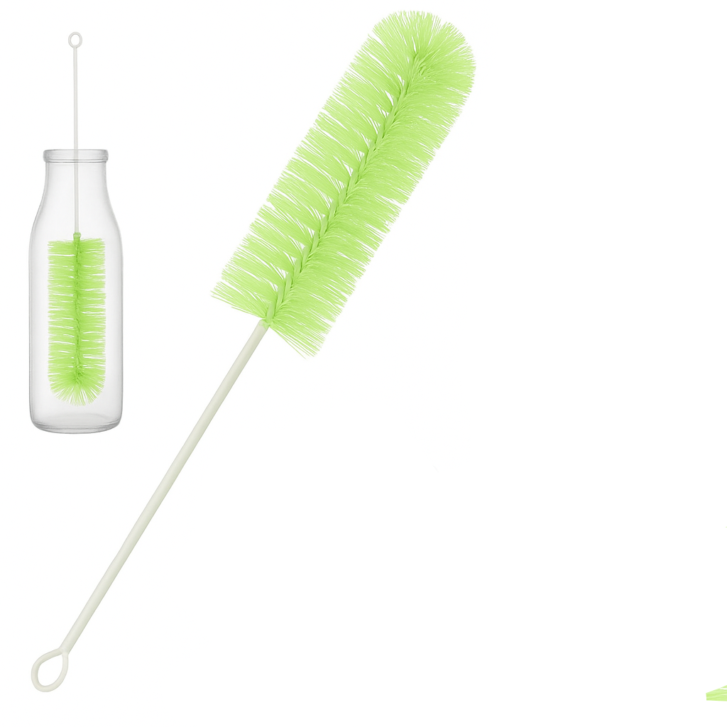 Perie pentru spalarea sticlelor, Zola®, din sarma cu perii din plastic, verde brotacel